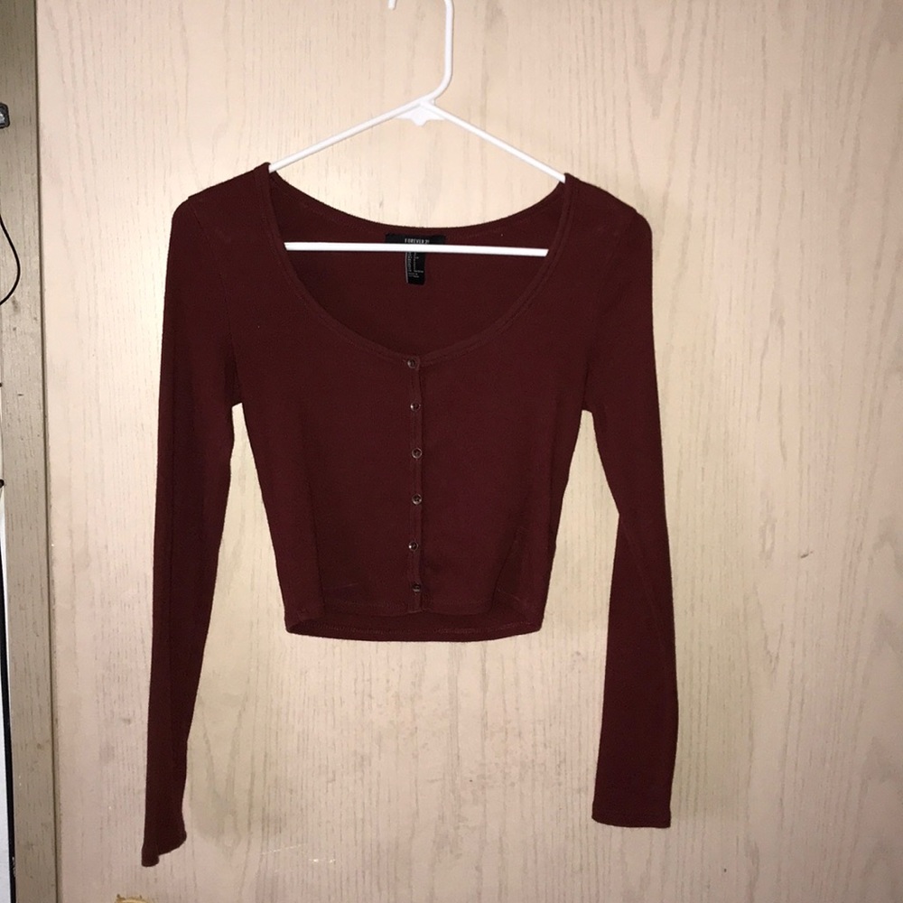 Burgundy long sleeve Forever 21 shirt